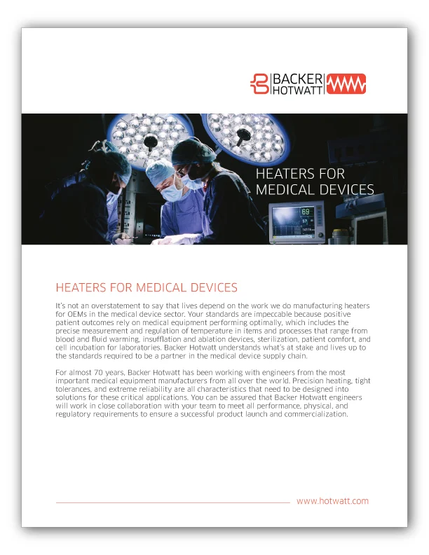 Backer Hotwatt Heaters for Medical Devices guide.